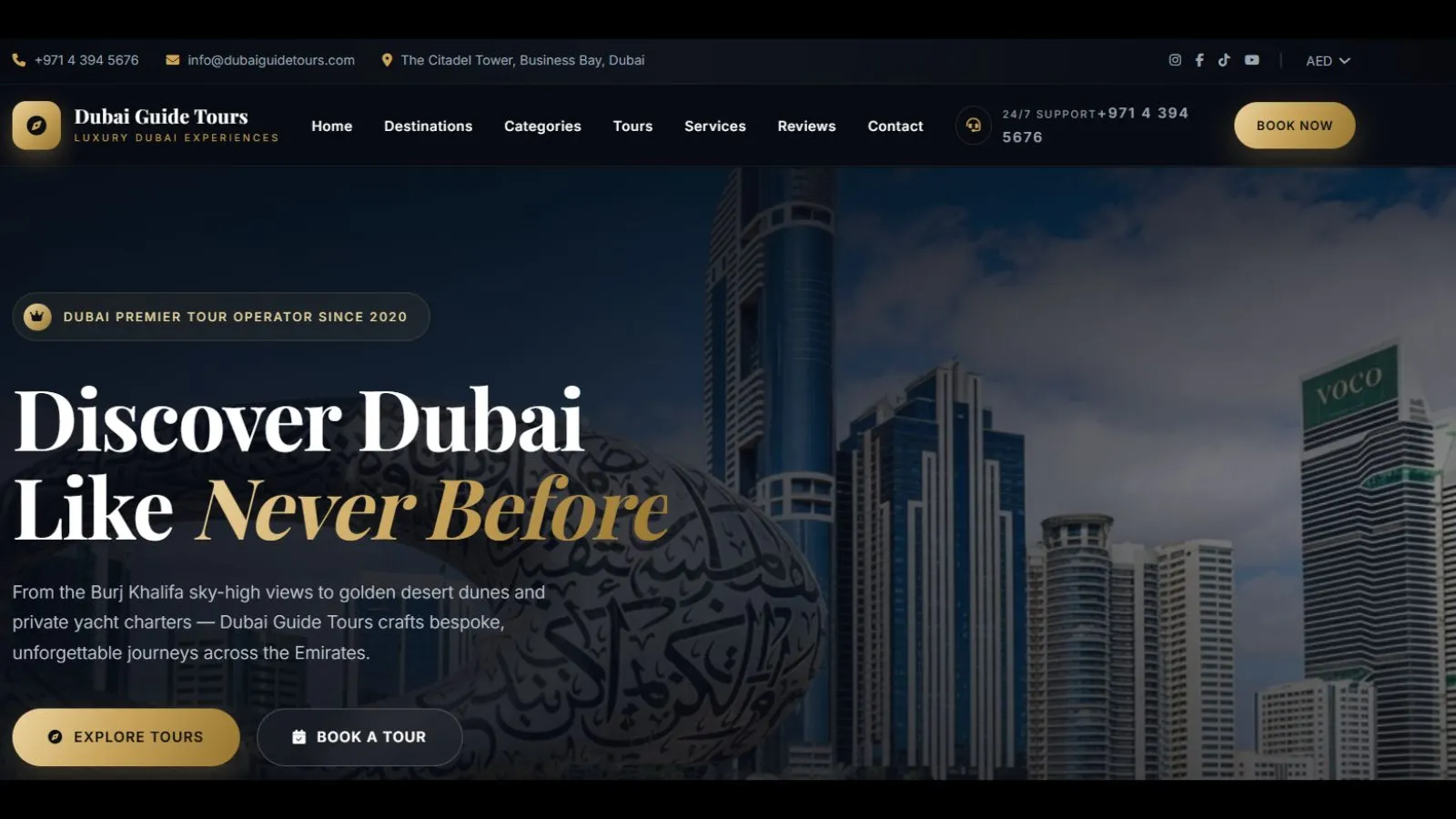 Dubai Guide Tours case study — 162-page tourism platform